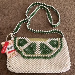 NWT Bouffants & Broken Hearts Beaded Lime Fruit Crossbody Bag